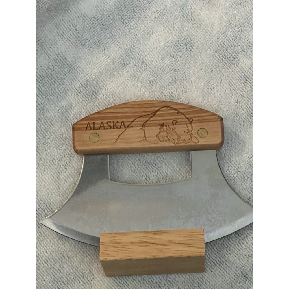 Ulu Factory Alaska Ulu Knife & Hardwood Cutting Board Set w/ Box Anchorage - Picture 3 of 7